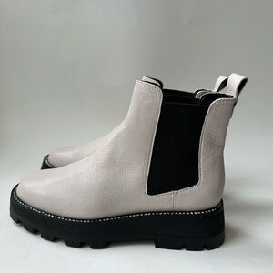 Karl Lagerfeld Paris Womens White Mayde Toe Block Heel Leather Chelsea 8